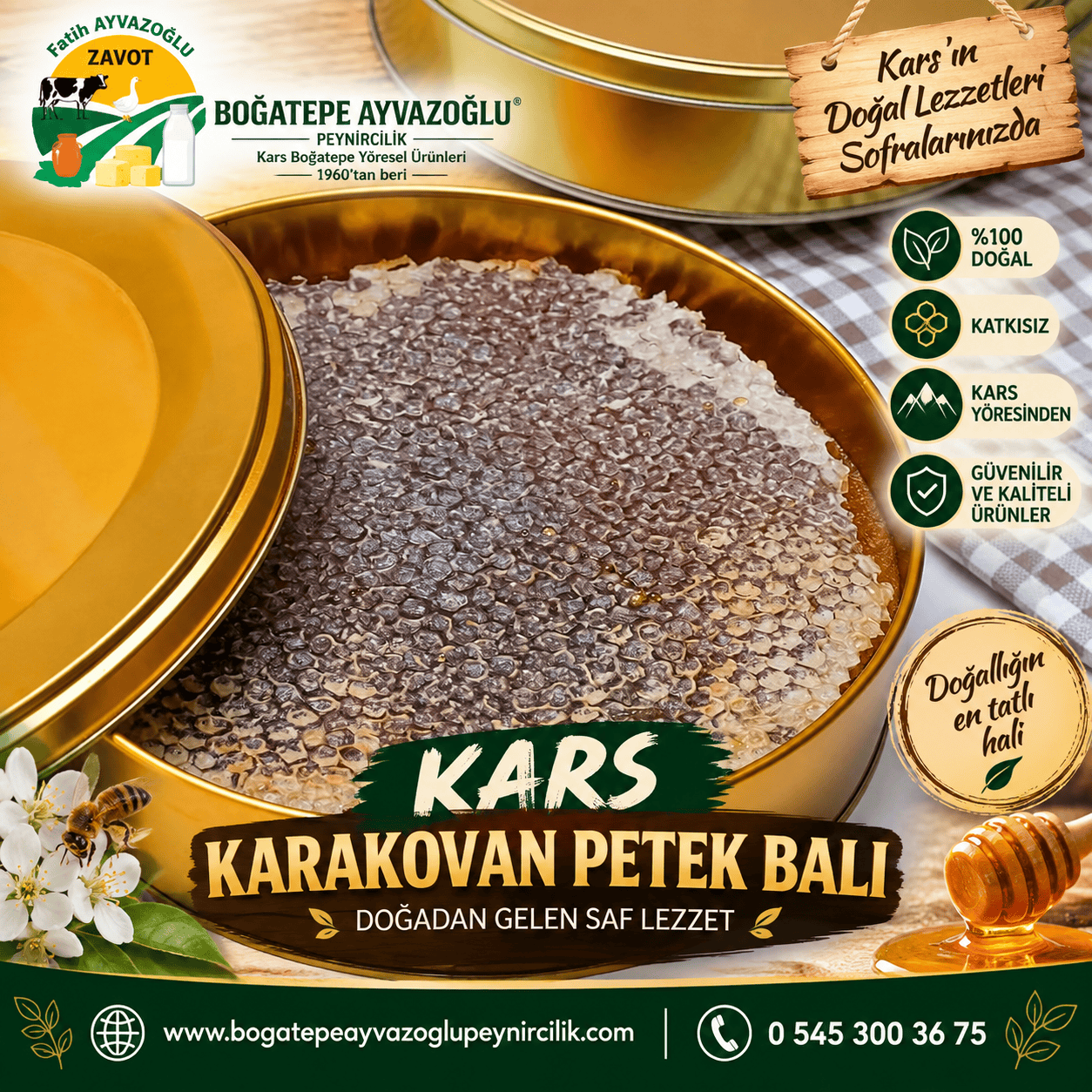 Kars Karakovan Petek Balı 1500 Kg