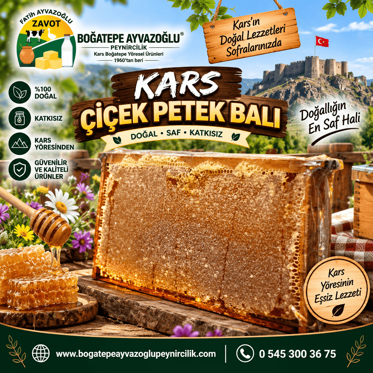 Kars Çiçek Petek Balı 2000 - 2300 Gr Arası