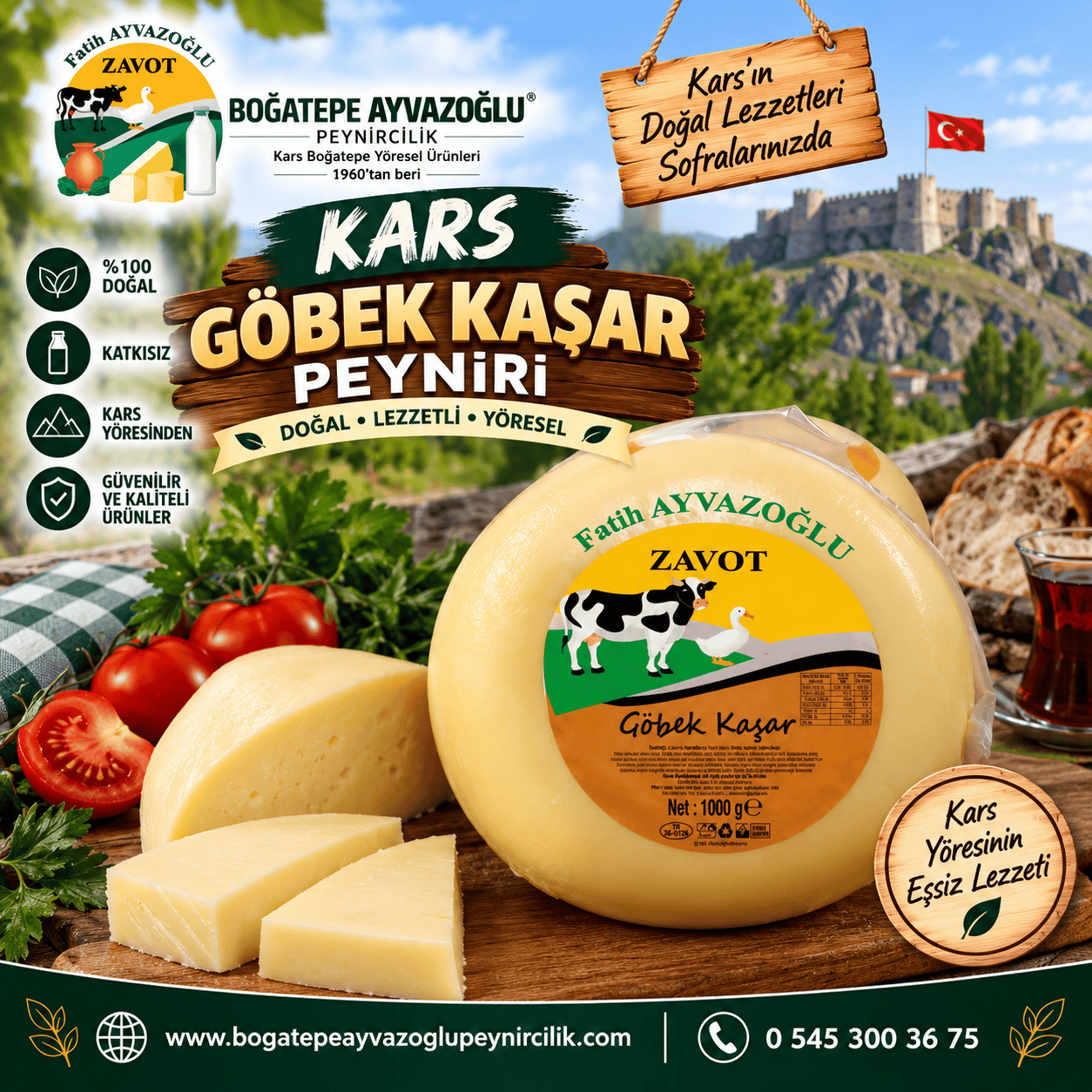 Kars Göbek Kaşar Peyniri 1 Kg