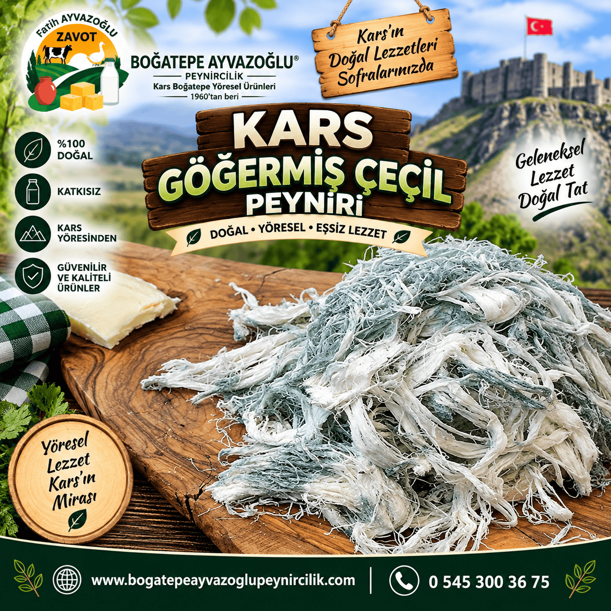 Kars Göğermiş (Küflü) Çeçil Peyniri 1 Kg