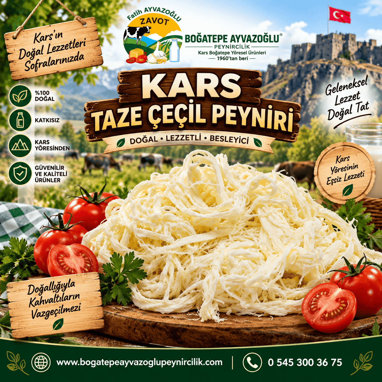 Kars Kuru (Taze) Çeçil Peyniri 1 Kg