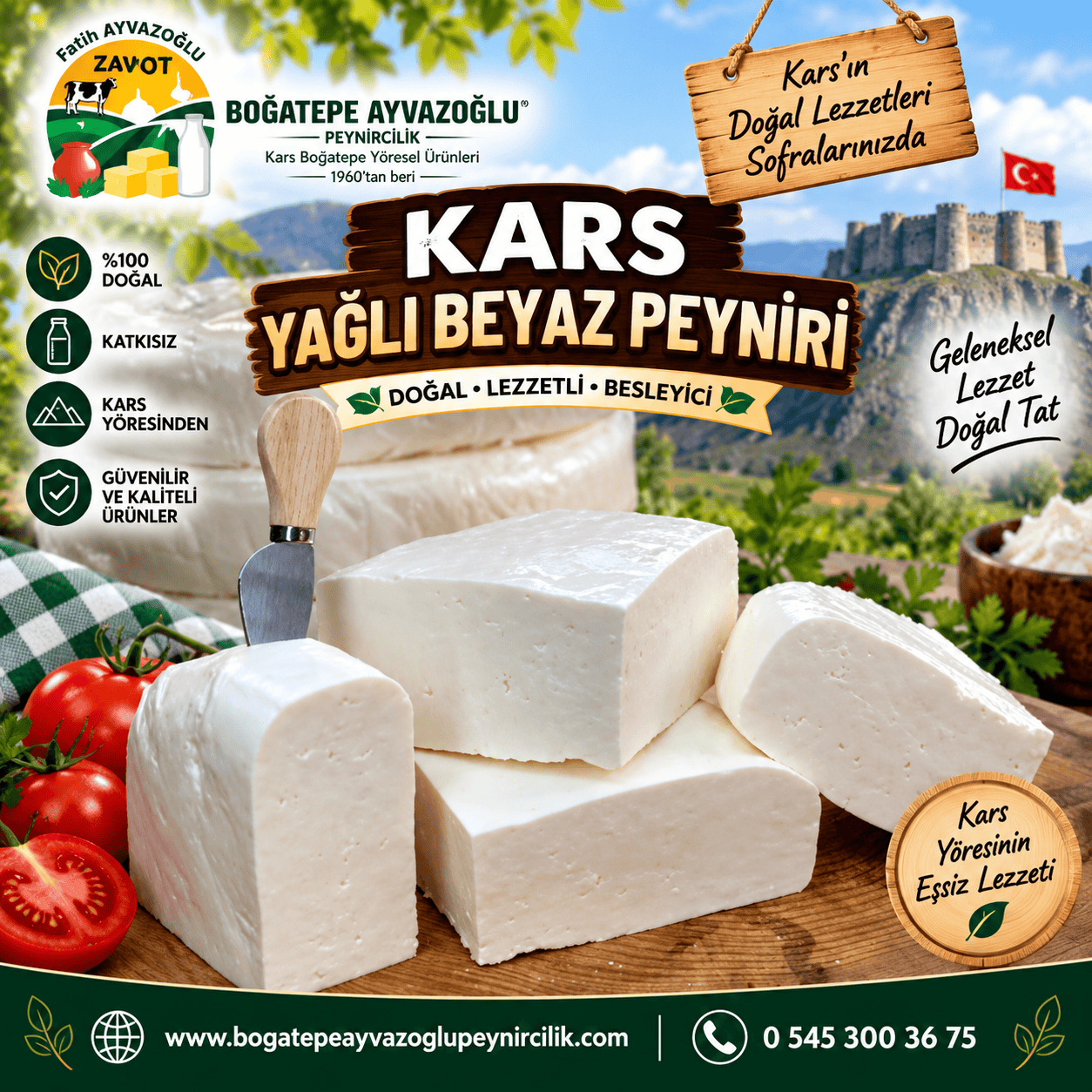 Kars Yağlı Beyaz Peyniri 1 Kg